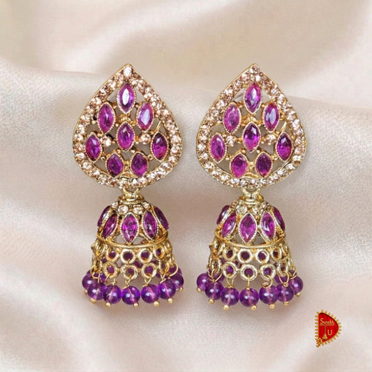 Violet Leaf Shaped Jhumki