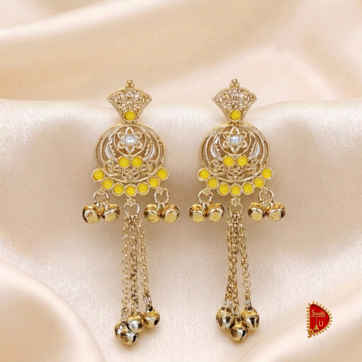 Yellow Golden Kashmiri Chandbali