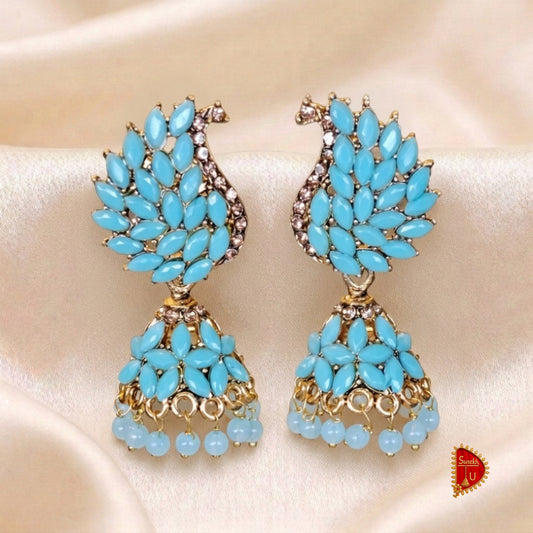 Sky Blue Peacock Jhumki