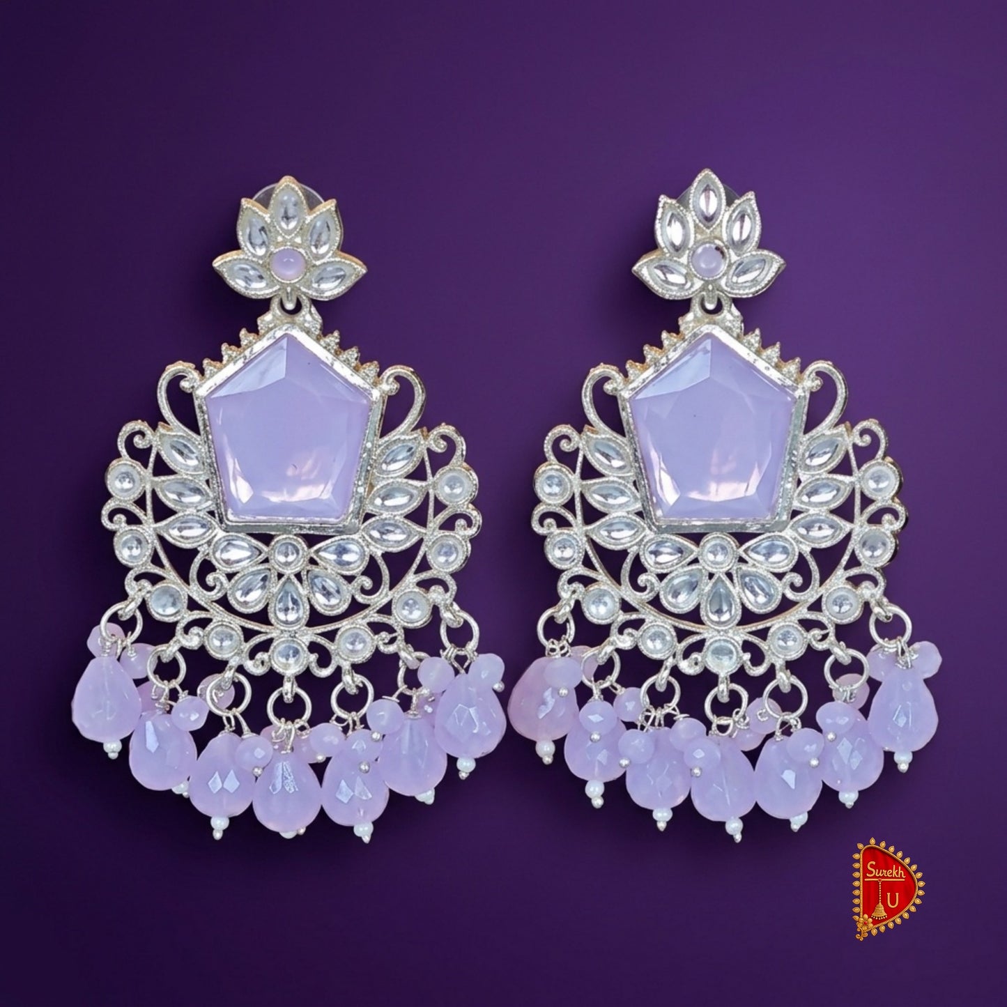 Lavender Silver Chandbali