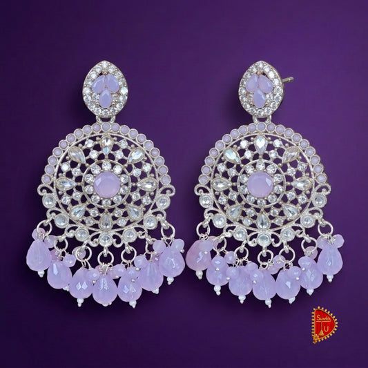 Lavender Stones Round Chandbali