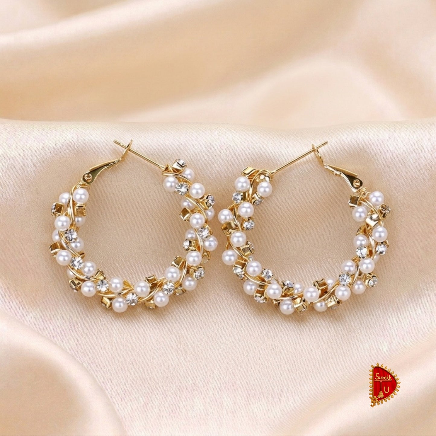 Pearl Stones Hoops medium