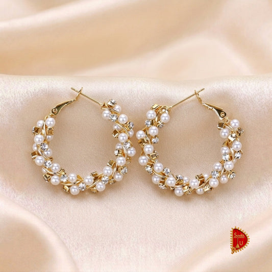 Pearl Stones Hoops medium