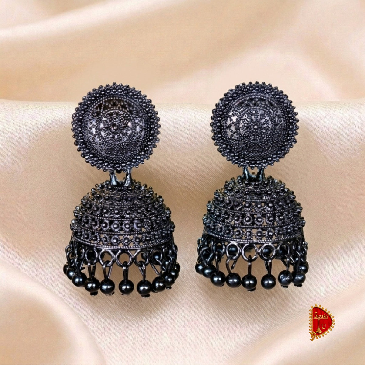 Jet Black Jhumki medium