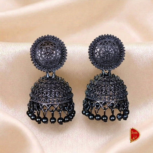Jet Black Jhumki medium