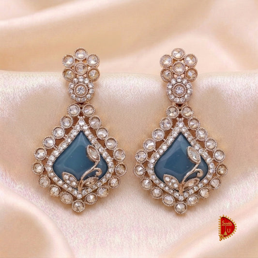 Blue Floral Rosegold Dangler