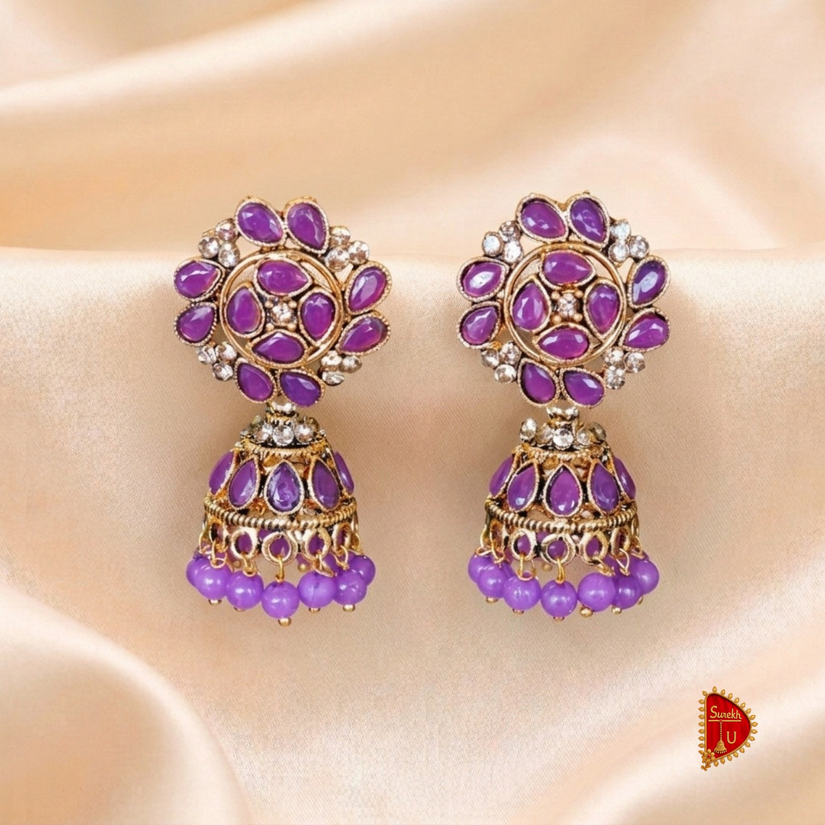 Violet Stones medium Jhumki