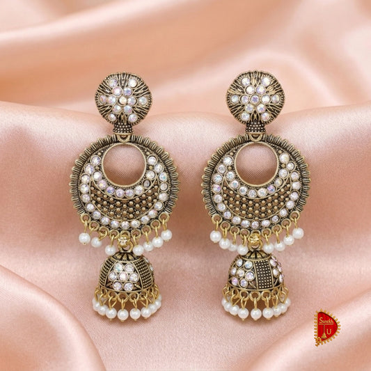 Oxidised Golden Chandbali Jhumki