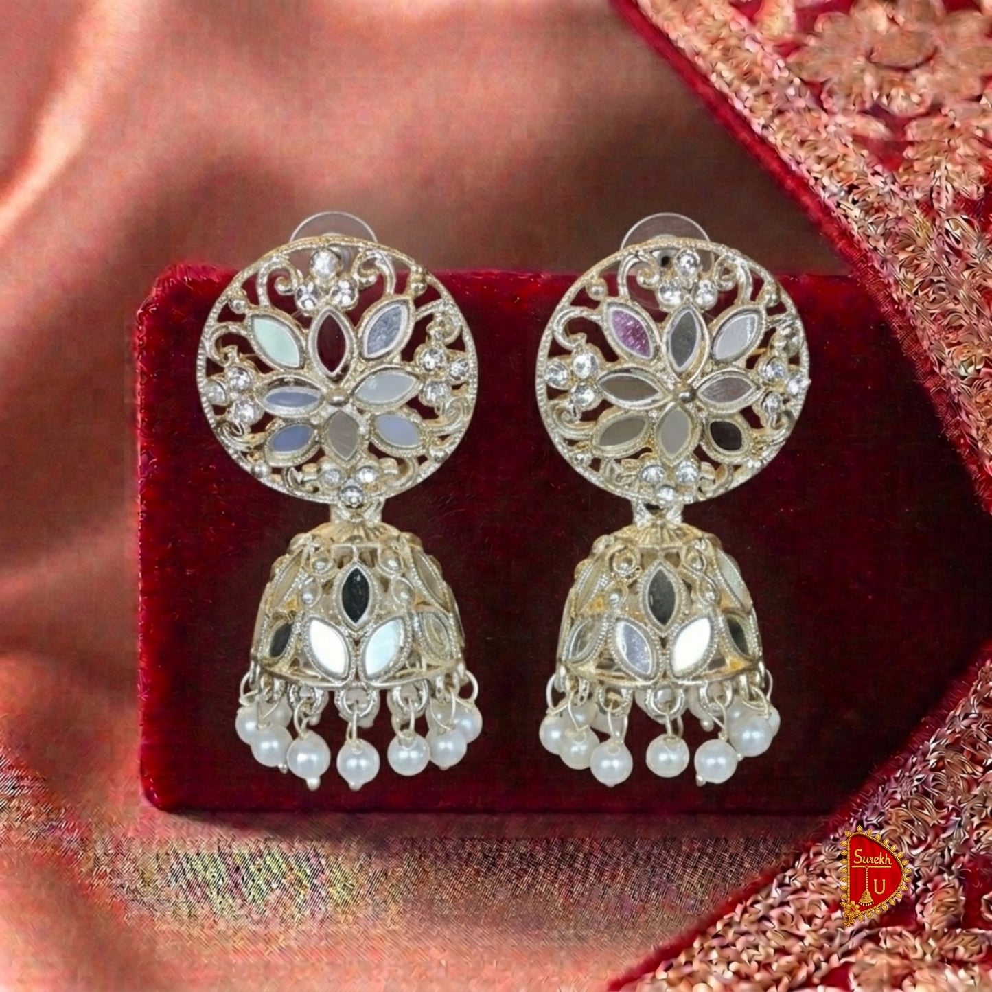 Silver Mirror Jhumki
