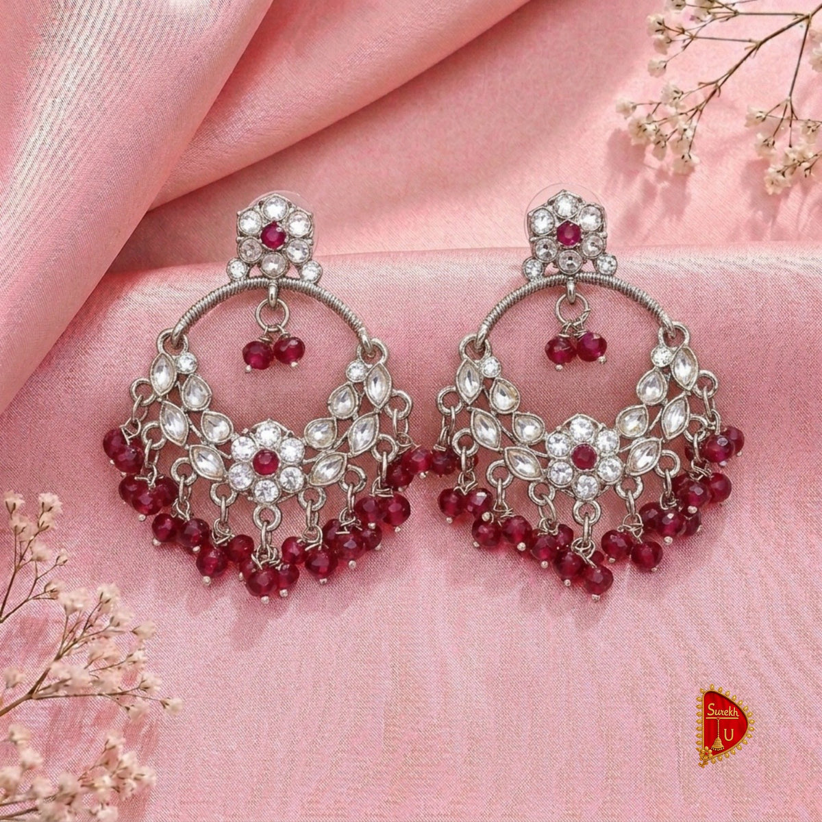 Maroon Stones Chandbali