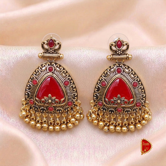 Red Golden Ghungroo Chandbali
