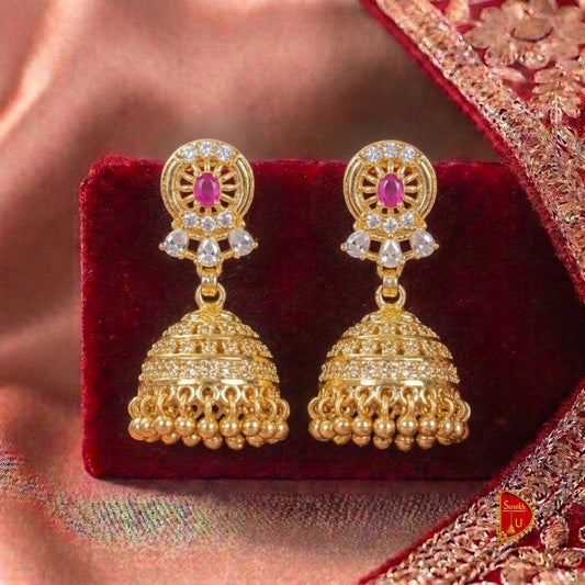 Golden Pink Stud Jhumki small