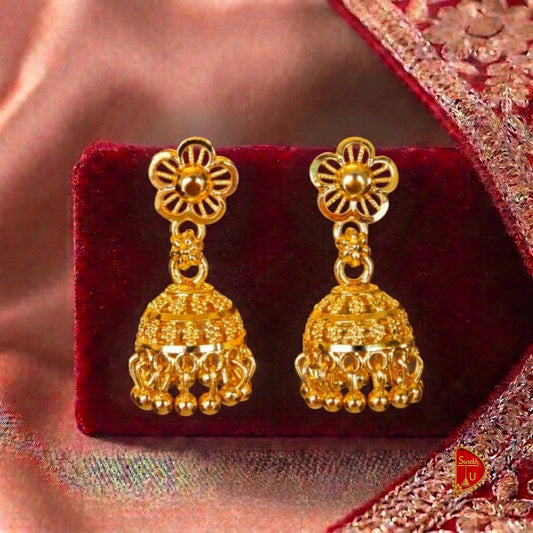 Maharshtrian Golden Floral small Jhumki