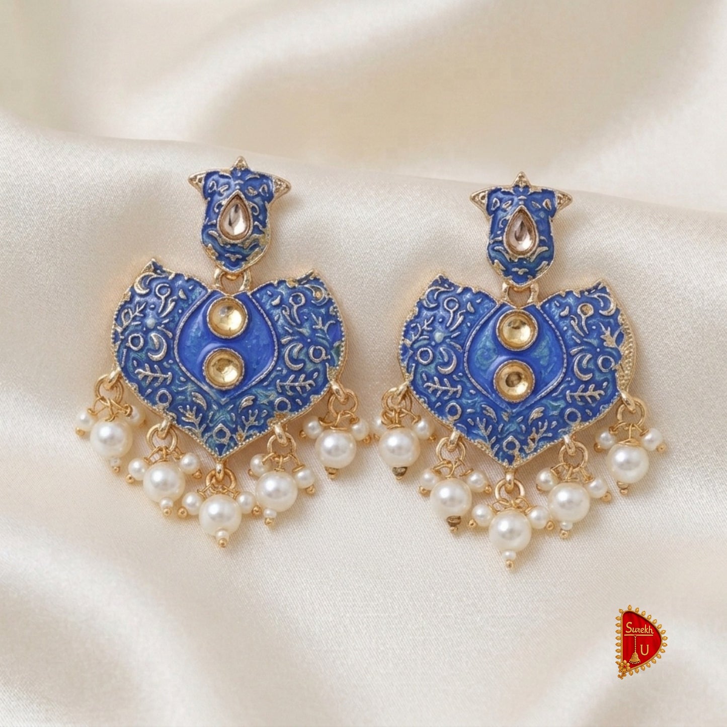 Royal Blue Heart Chandbali