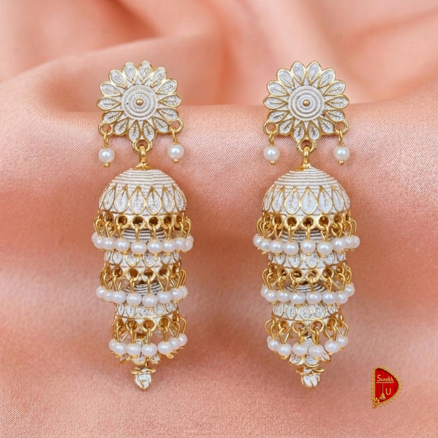 White Multilayered Jhumki