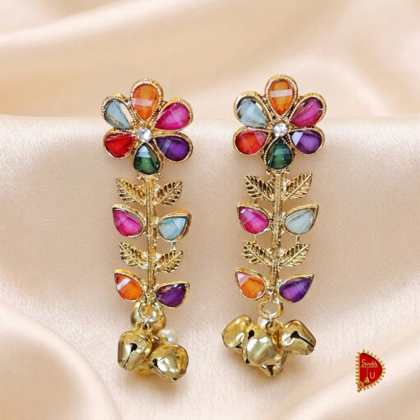 Multicoloured Floral Ghungroo Latkan