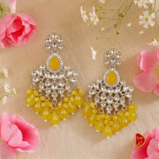 Yellow Kundan Chandbali