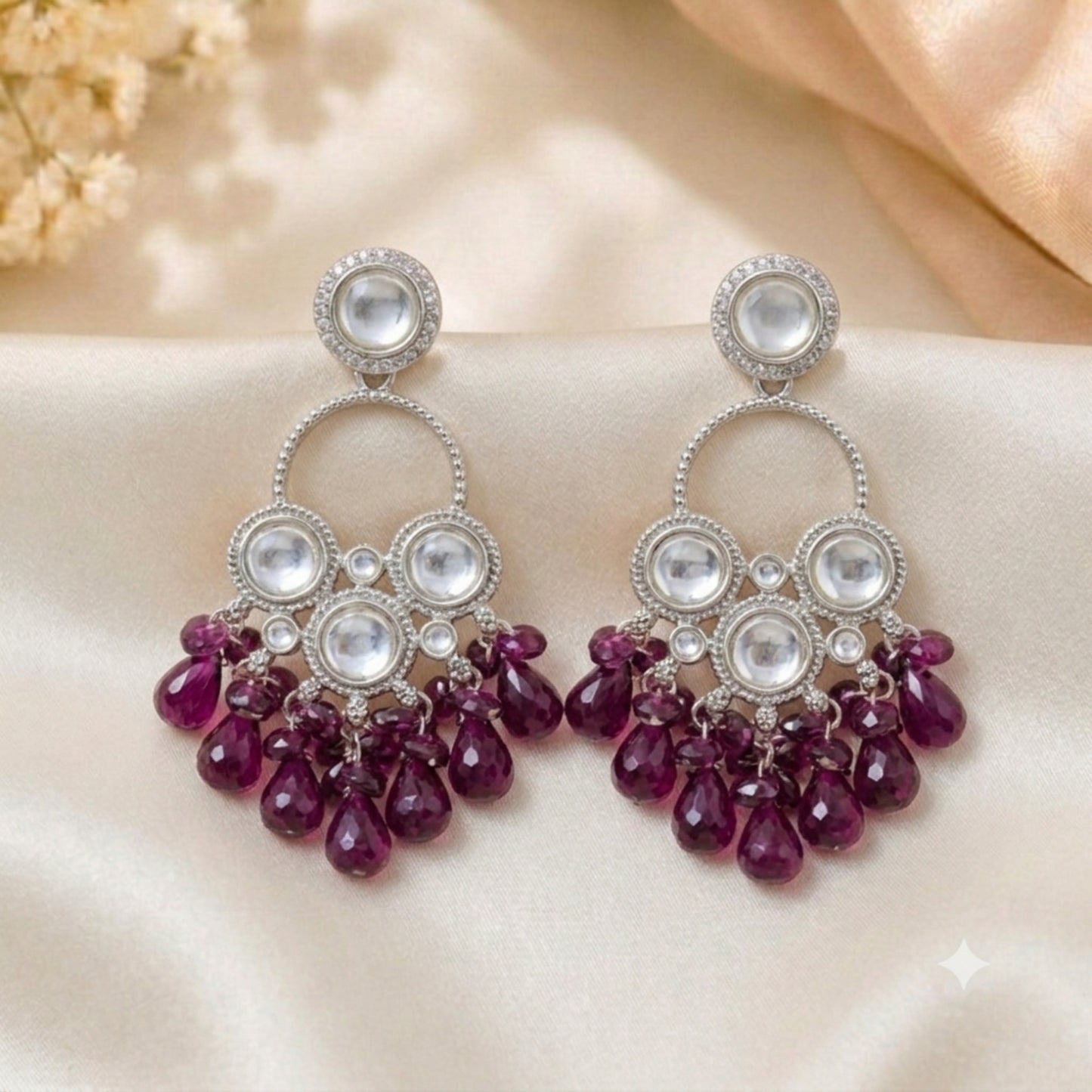 Wine coloured Beads Chandbali