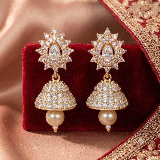Silver Stones Golden base Jhumki