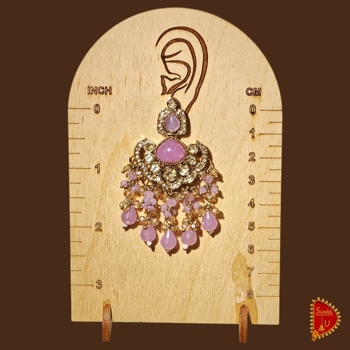Lavender Stones Beads Chandbali