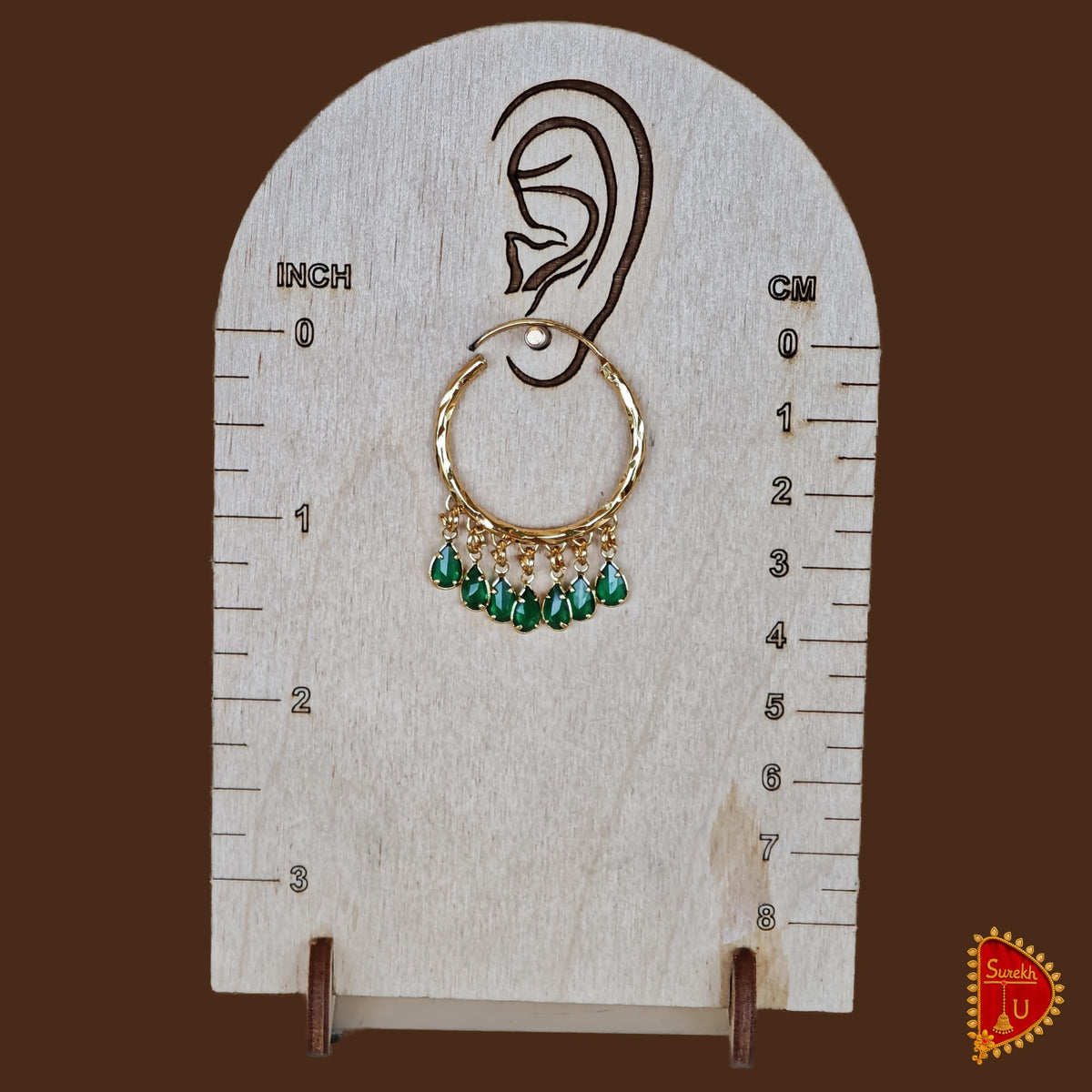 Bottle Green Crystal Hoops medium