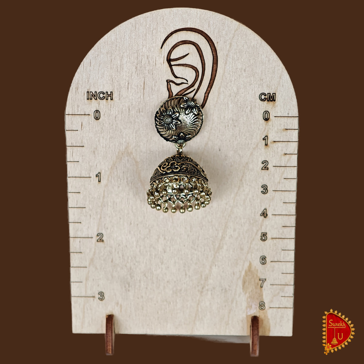 Golden Oxidized Floral Jhumki