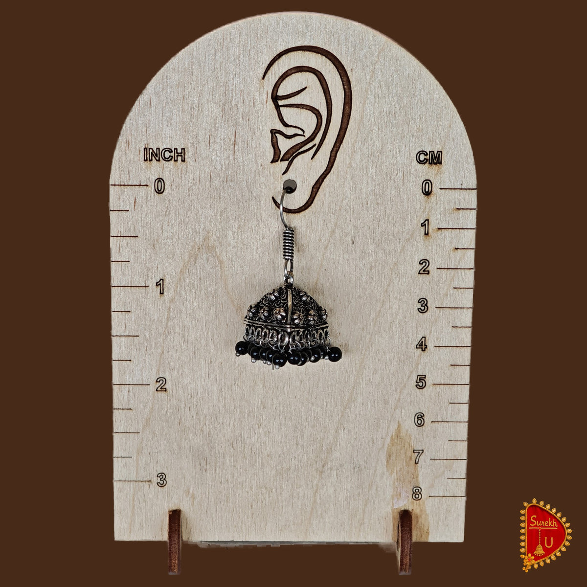 Oxidized Triangle Floral Jhumki medium