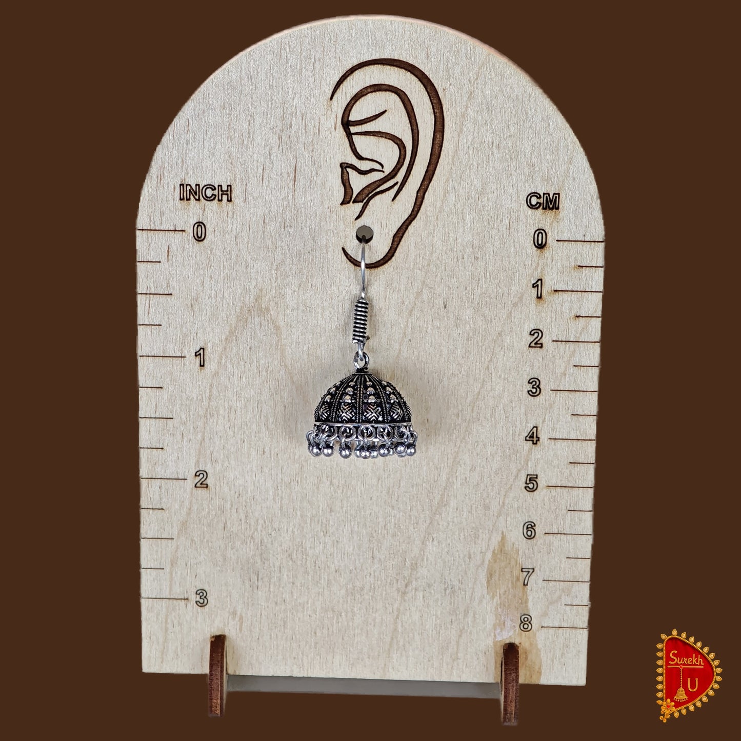 Dome Square design Oxidized Jhumki