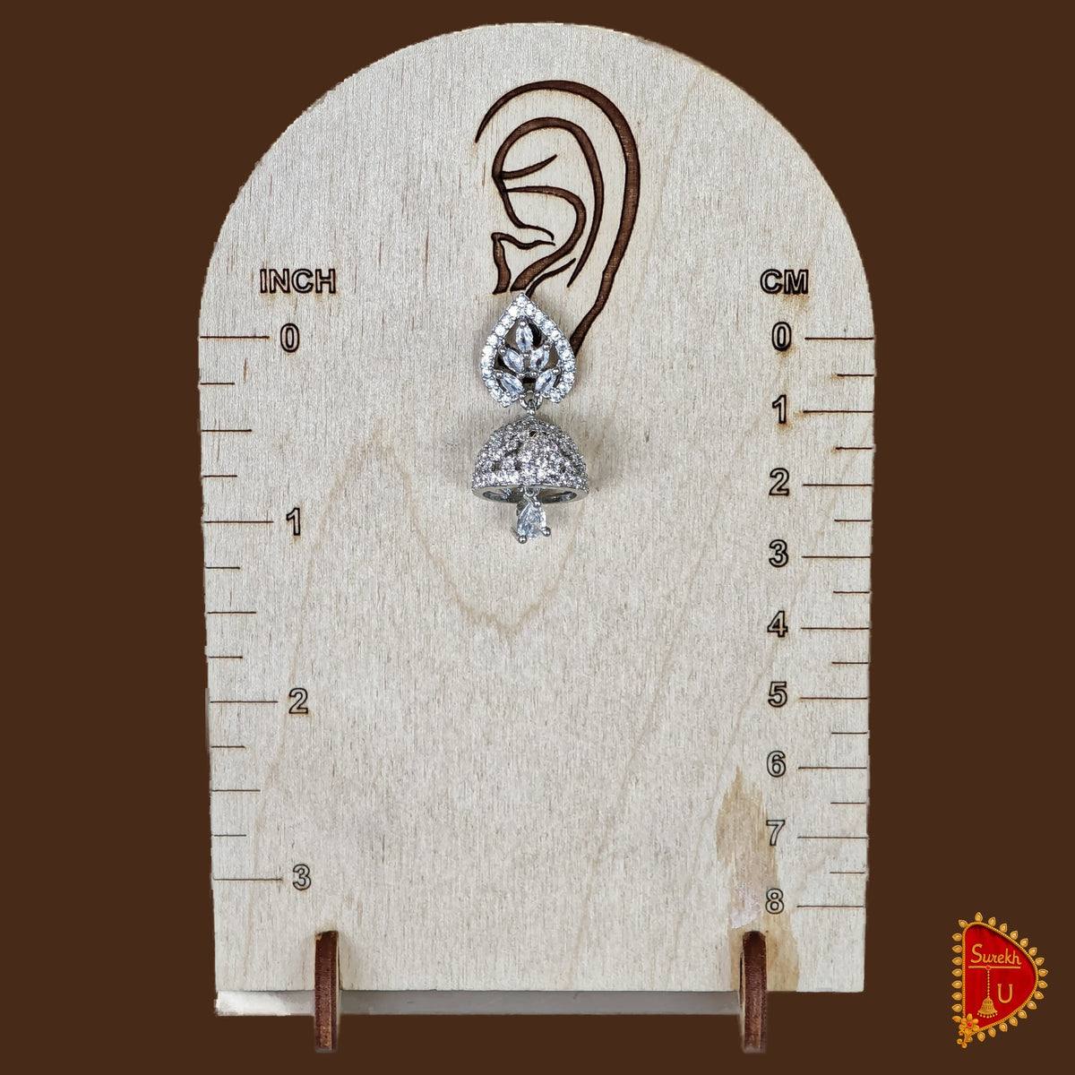 AD Leaf Silver Jhumki medium