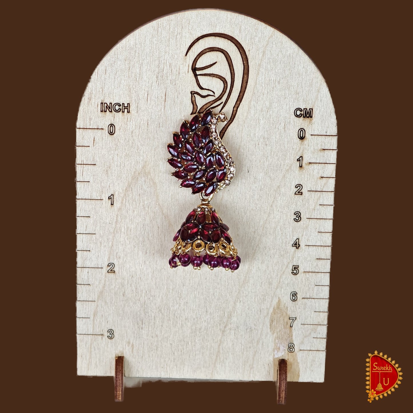 Pomogranate Wine Peacock Jhumki