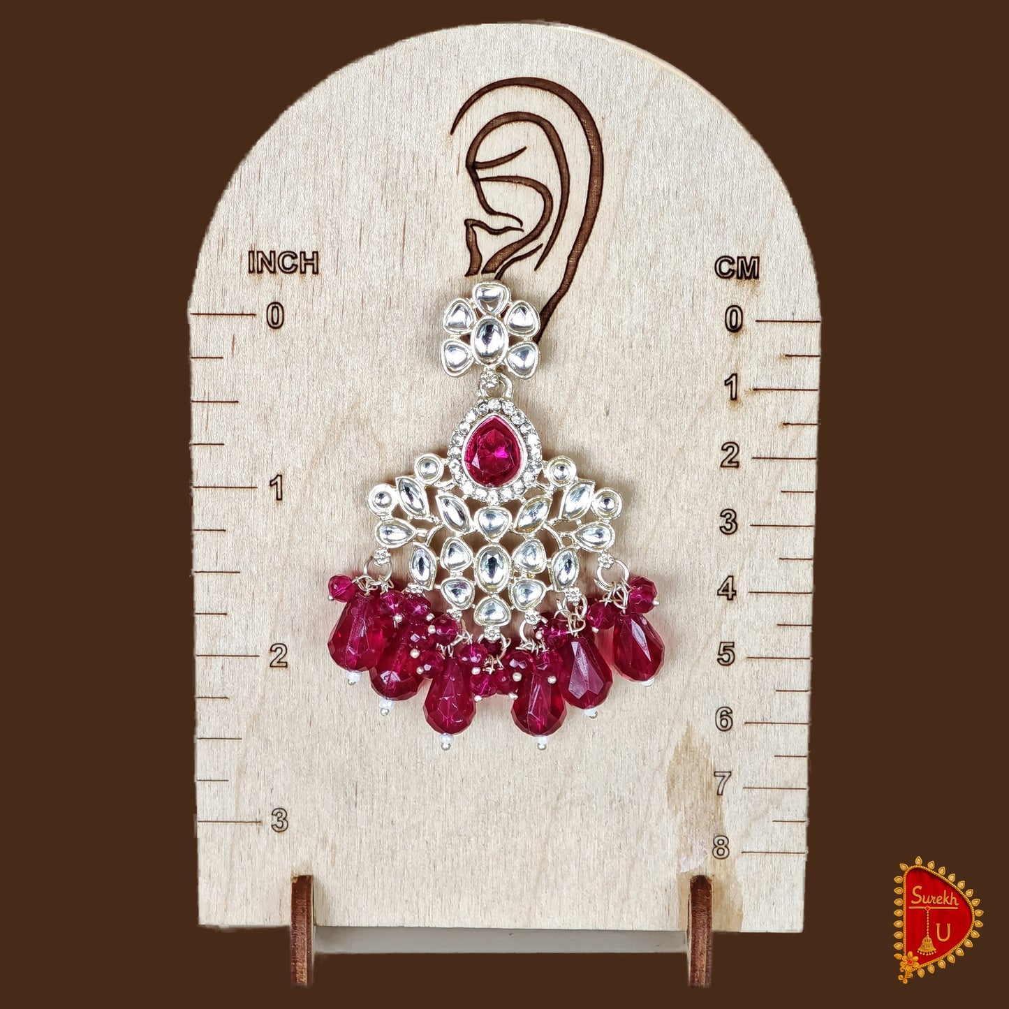 Rani Pink Kundan Beads Chandbali