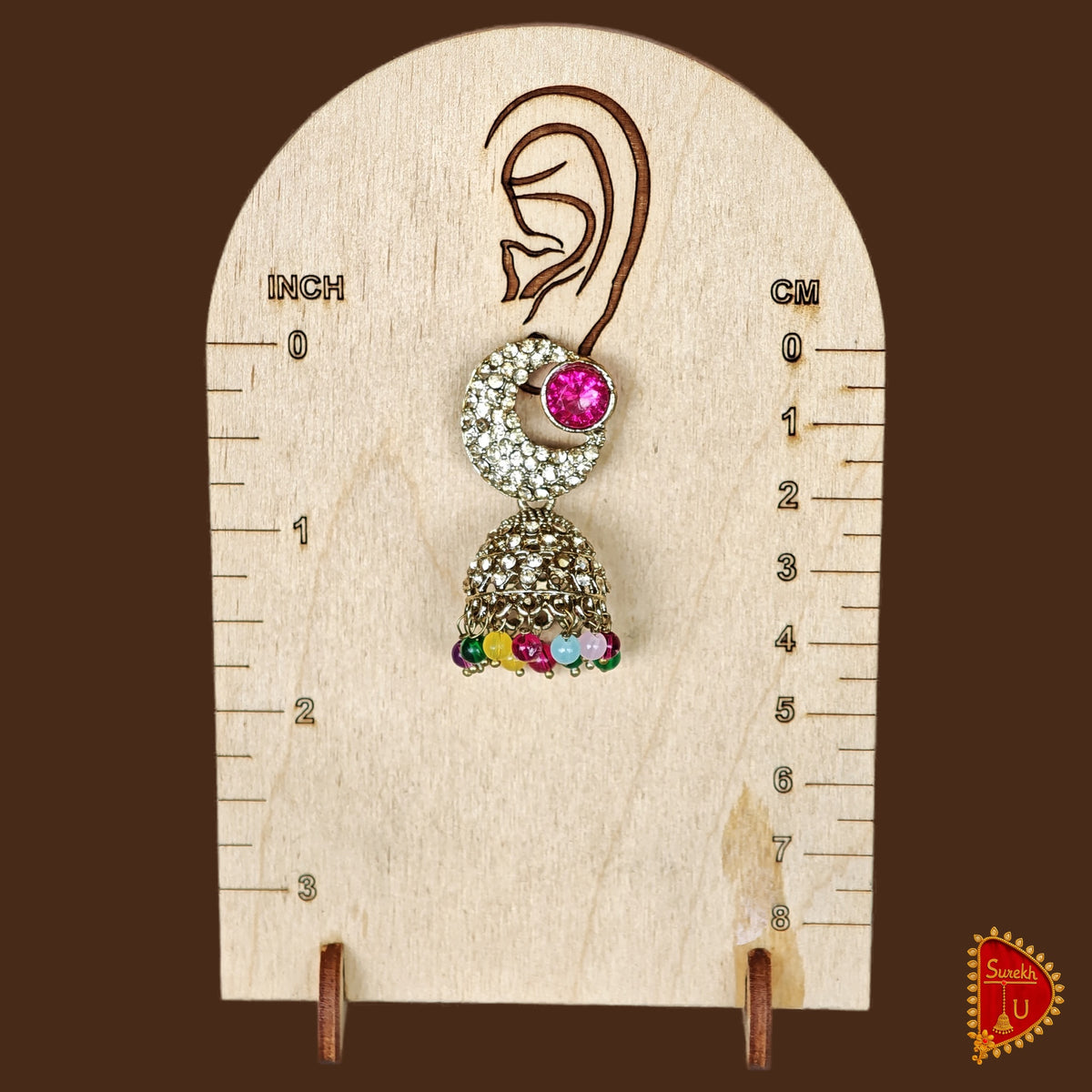 Multicoloured Pink Stud Jhumki