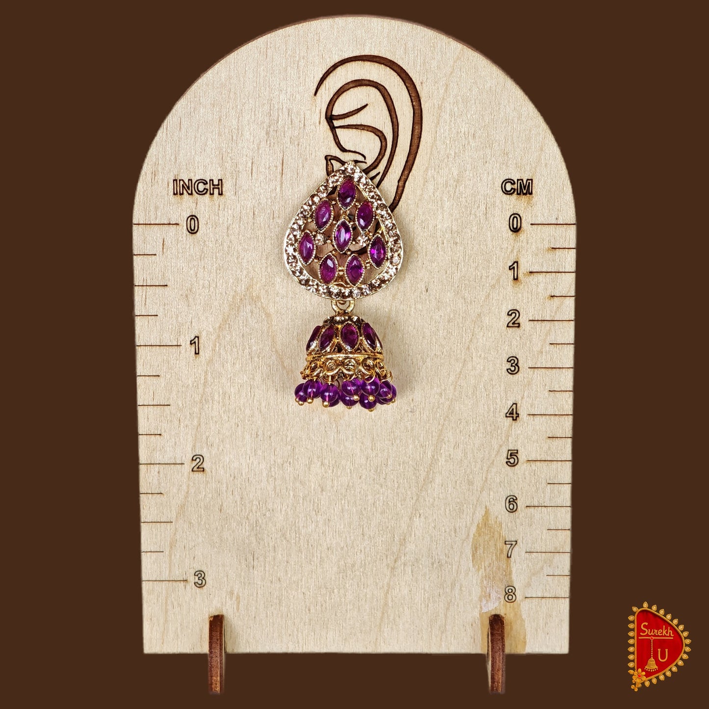 Violet Leaf Shaped Jhumki