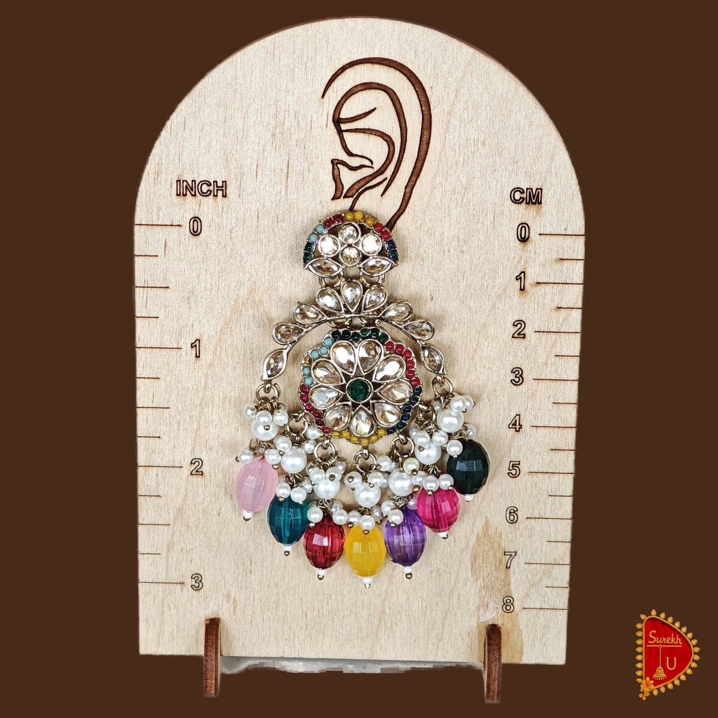 Multicoloured Floral Stones Chandbali