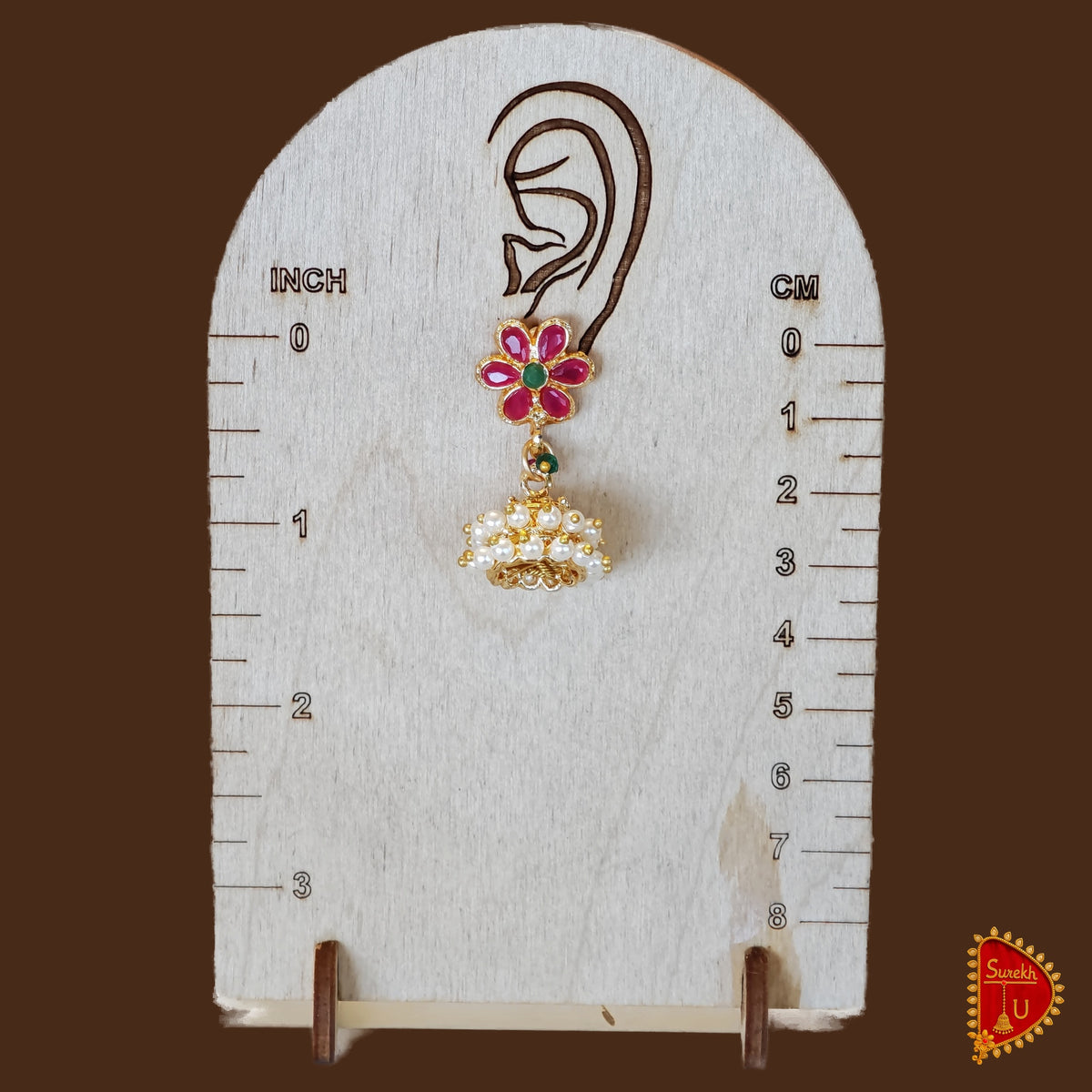Maharashtrian Floral Pink Green Jhumki