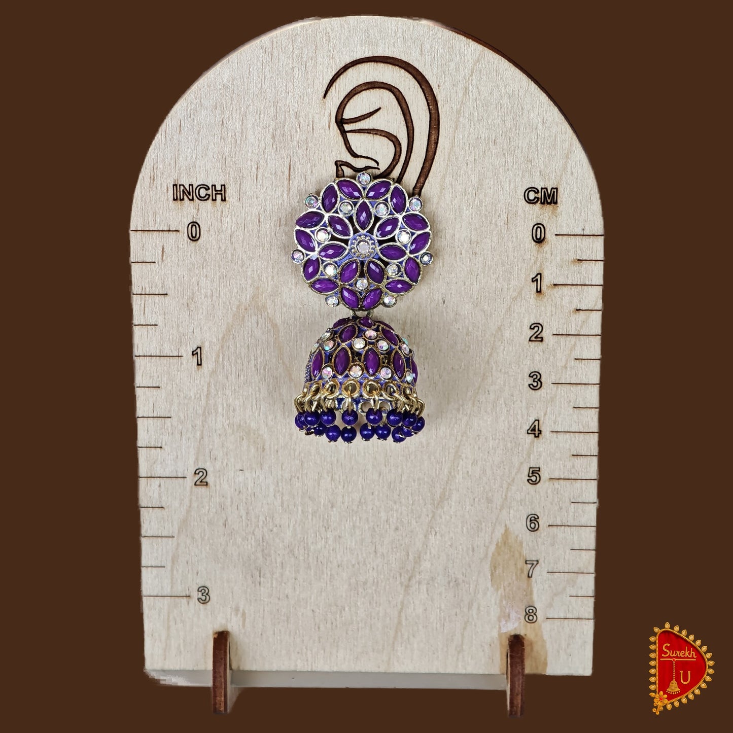 Violet Floral Stones Jhumki