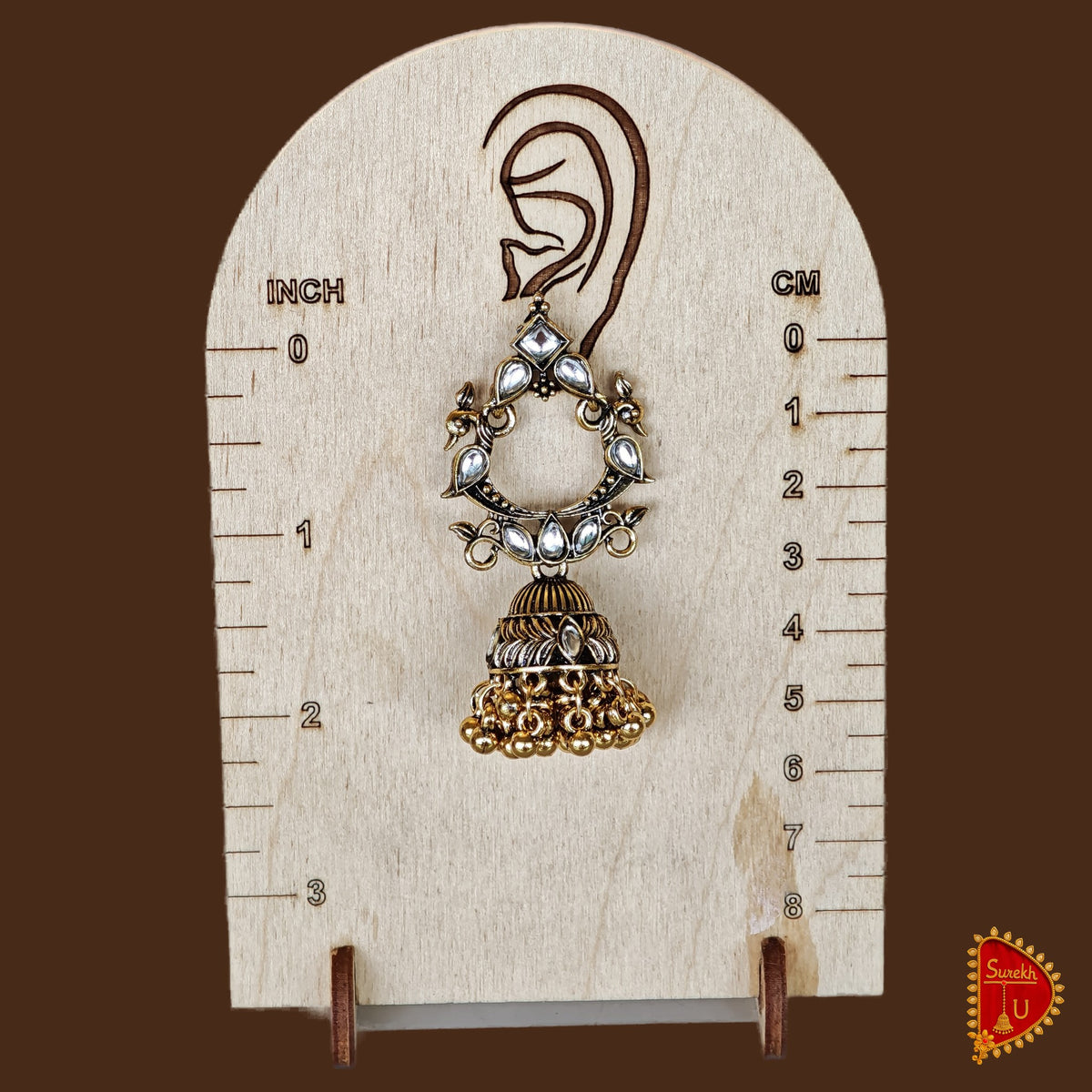 Peacock Antique Golden Jhumki