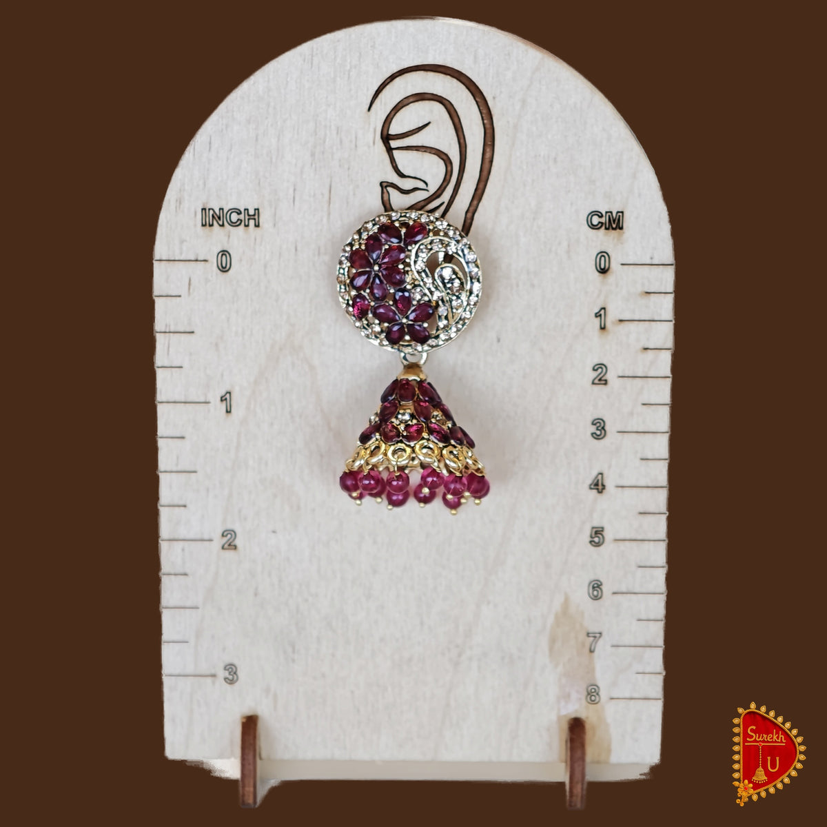 Pomogranate Wine Floral Jhumki