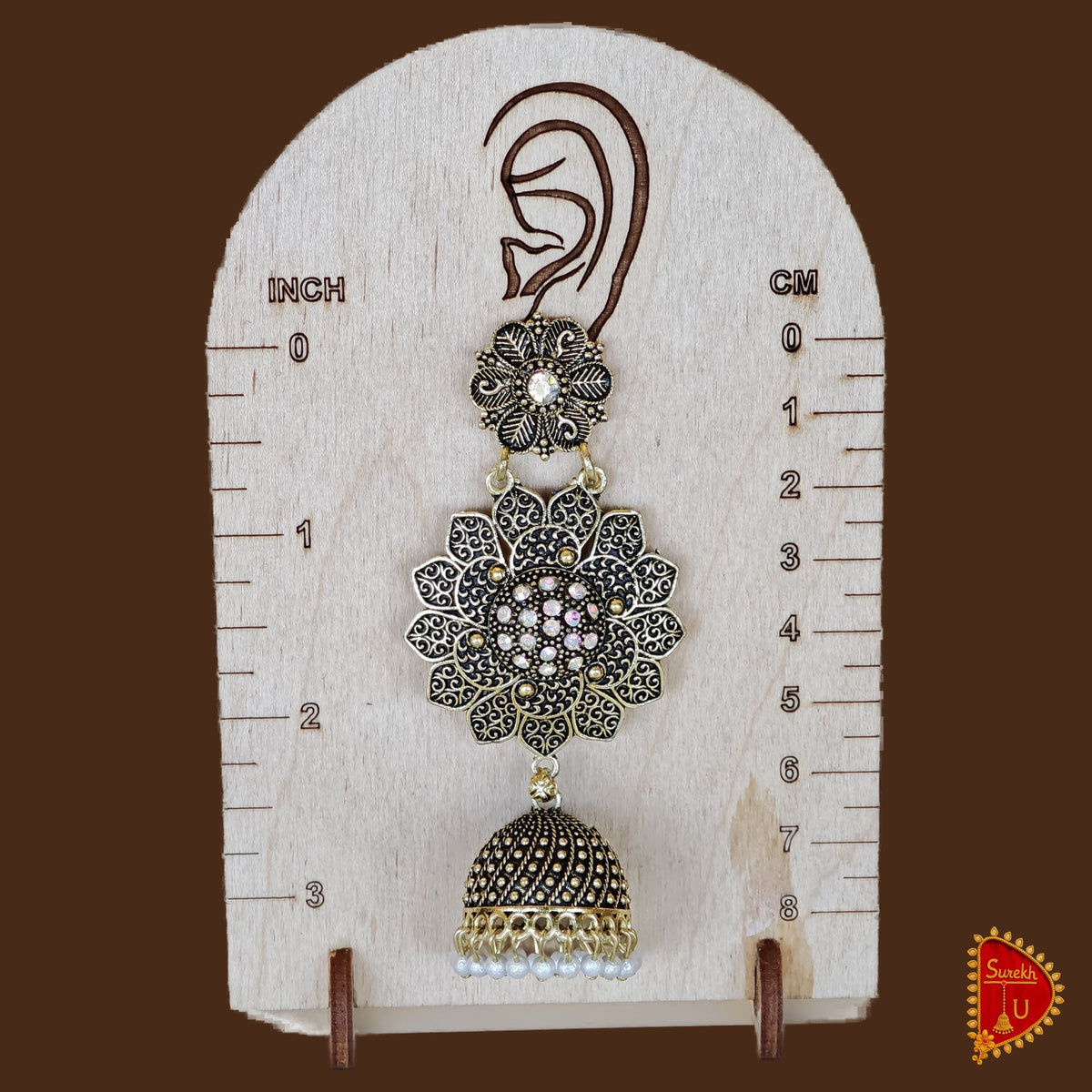 Oxidized Golden Floral Jhumki