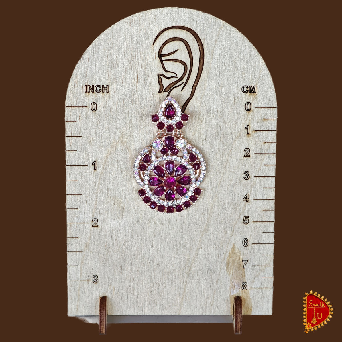 Pink Silver Stones Chandbali