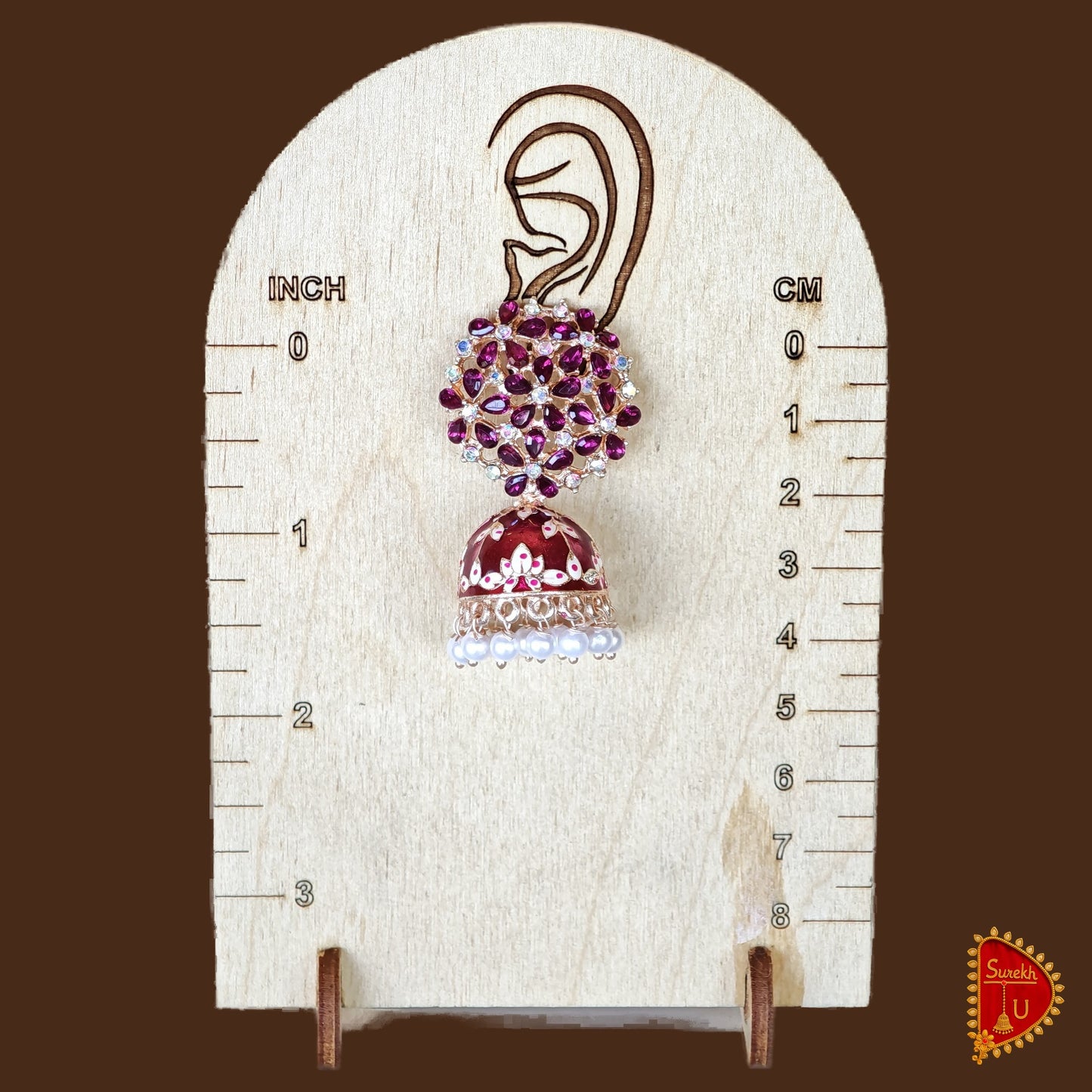 Pink Floral Meenakari Jhumki