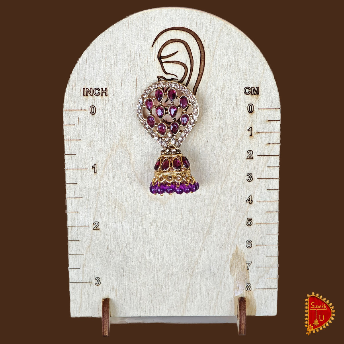 Violet Stones Leaf Jhumki