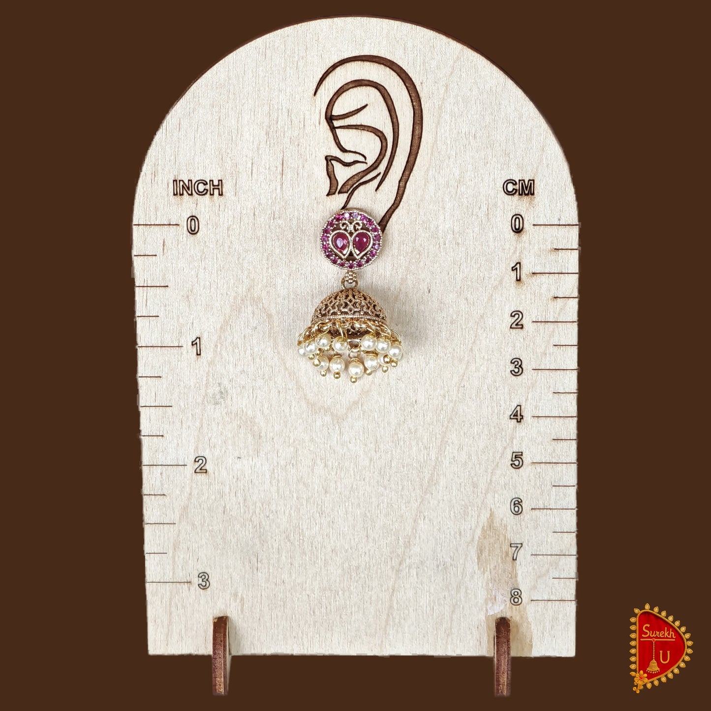 Pink Golden Round Star Jhumki