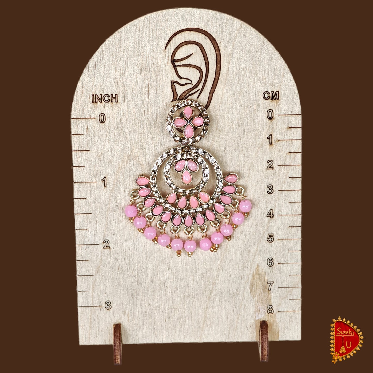 Baby Pink Floral Chandbali