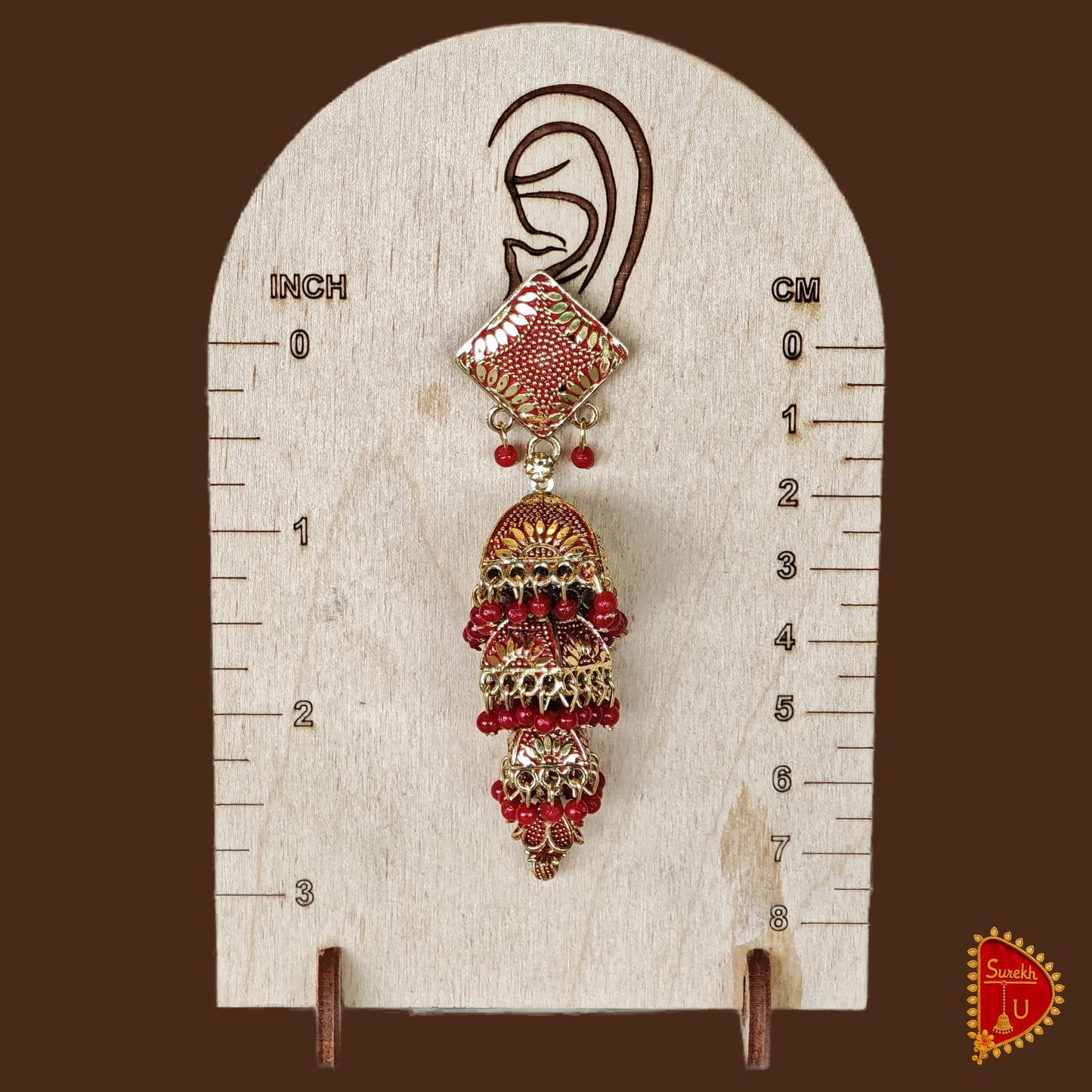 Red Multilayered Jhumki