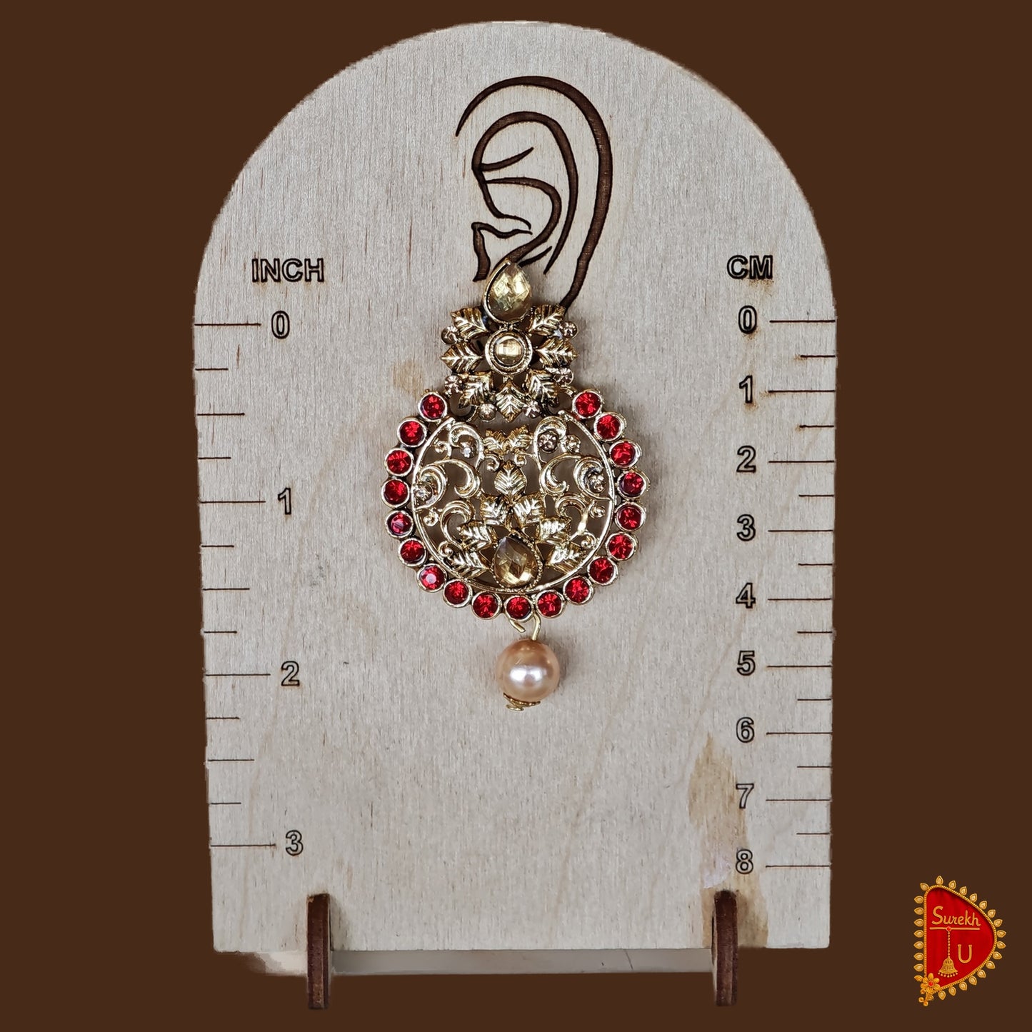 Red Rosegold Floral Chandbali