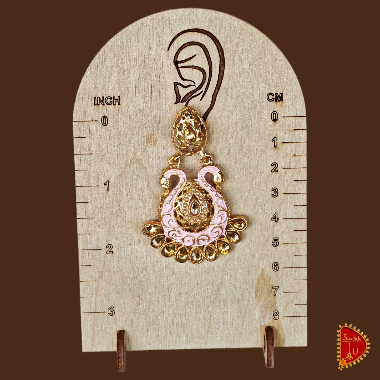 Pink Peacock Rosegold Chandbali