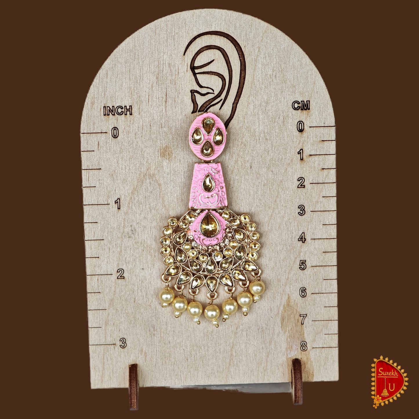 Pink Royal Stones Latkan Chandbali