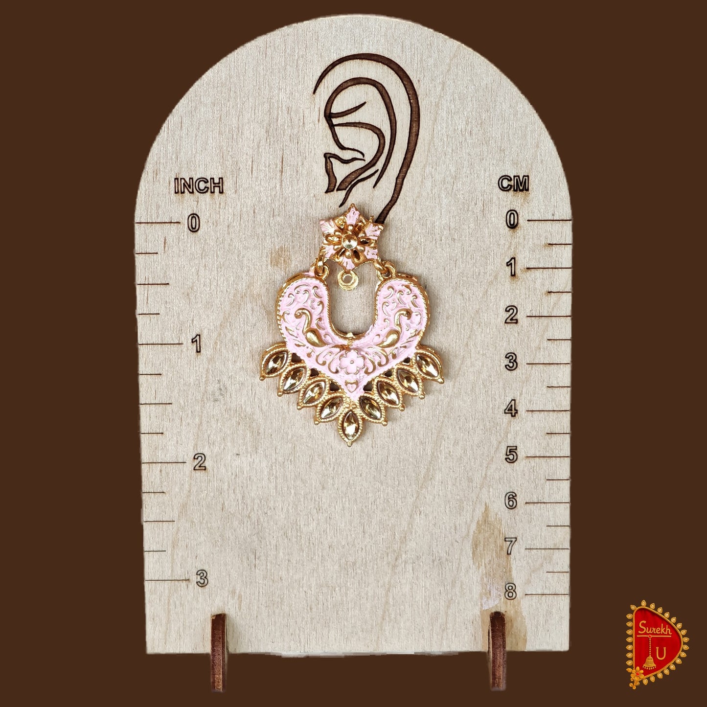 Pink Royal Heart Chandbali
