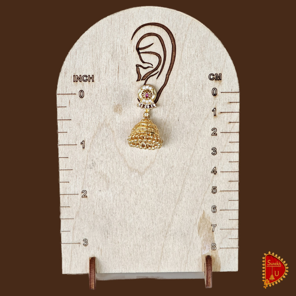Golden Pink Stud Jhumki small